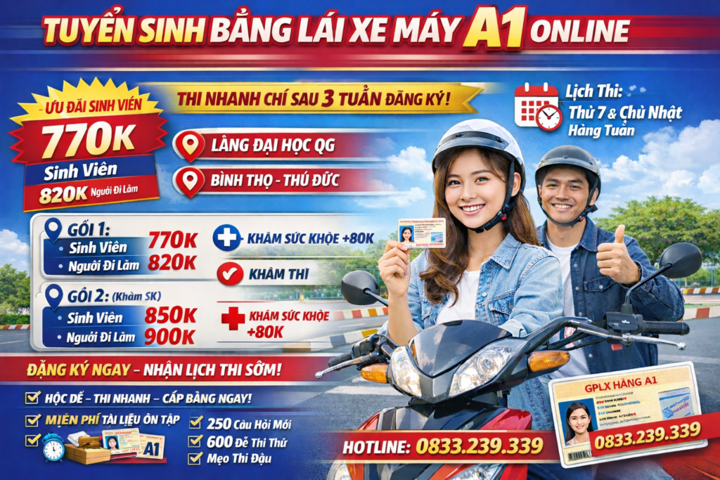 Địa Điểm Thi Bằng Lái Xe Máy Ở Thủ Đức Tp Hồ Chí Minh 2 Đăng ký thi bằng lái xe A1 tại Thủ Đức
