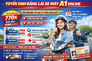 Đăng ký thi bằng lái xe A1 tại Thủ Đức