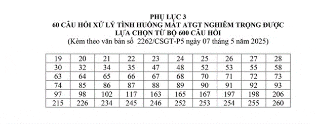 Bộ 600 câu hỏi mới trong sát hạch lái xe từ 01/06/2025