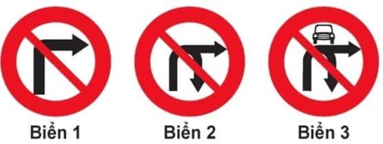 Biển nào cấm các phương tiện rẽ phải?