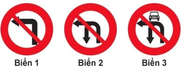 Biển nào cấm các phương tiện rẽ trái?