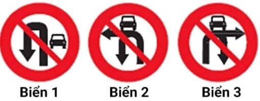 Biển nào dưới đây cấm xe ô tô rẽ trái và quay đầu?