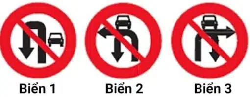 Biển nào dưới đây cấm xe ô tô rẽ trái và quay đầu? Biển nào dưới đây cấm xe ô tô rẽ trái và quay đầu?