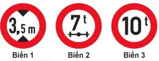 Khi gặp các biển này xe ưu tiên theo luật định (có tải trọng hay chiều cao toàn bộ vượt quá chỉ số ghi trên biển) có được phép đi qua hay không? Khi gặp các biển này xe ưu tiên theo luật định (có tải trọng hay chiều cao toàn bộ vượt quá chỉ số ghi trên biển) có được phép đi qua hay không?