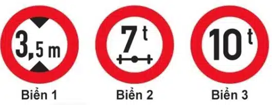 Biển nào hạn chế chiều cao của xe và hàng? Biển nào hạn chế chiều cao của xe và hàng?