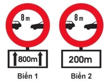 Biển nào báo hiệu khoảng cách thực tế từ nơi đặt biển đến nơi cần cự ly tối thiểu giữa hai xe?