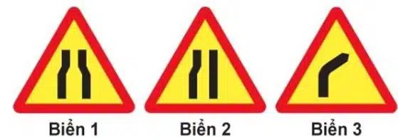 Biển nào báo hiệu "Đường bị thu hẹp"? Biển nào báo hiệu "Đường bị thu hẹp"?