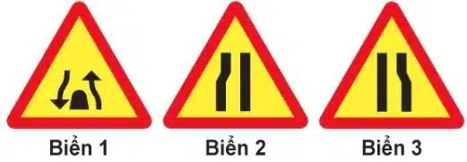 Khi gặp biển nào, người lái xe phải giảm tốc độ, chú ý xe đi ngược chiều, xe đi ở phía đường bị hẹp phải nhường đường cho xe đi ngược chiều? Khi gặp biển nào, người lái xe phải giảm tốc độ, chú ý xe đi ngược chiều, xe đi ở phía đường bị hẹp phải nhường đường cho xe đi ngược chiều?