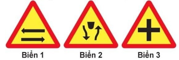 Biển nào báo hiệu "Giao nhau với đường hai chiều"?