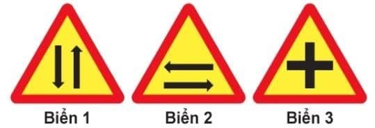 Biển nào báo hiệu "Giao nhau với đường hai chiều"?