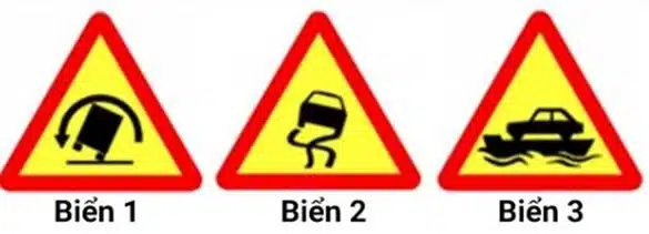 Biển nào sau đây là biển "Đường trơn"? Biển nào sau đây là biển "Đường trơn"?
