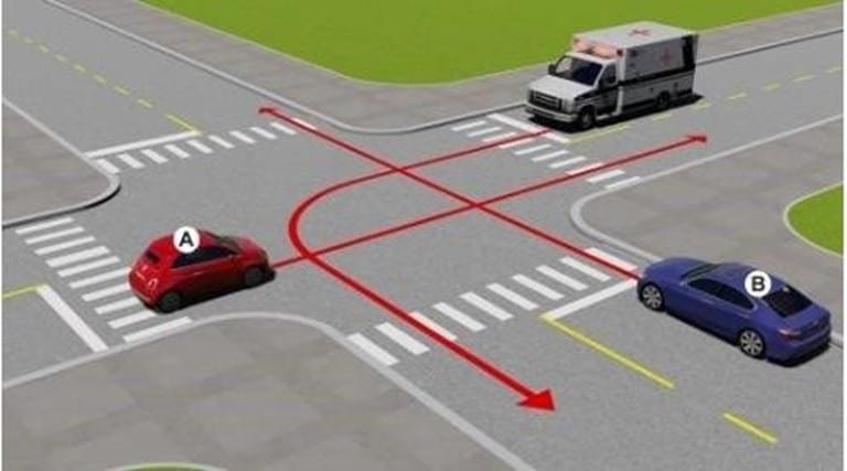 Bộ 600 Câu Hỏi Sát Hạch Lái Xe Cơ Giới Đường Bộ 38 Câu 493. Thứ tự các xe đi như thế nào là đúng quy tắc giao thông?