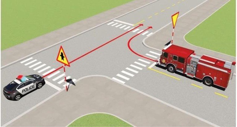 Bộ 600 Câu Hỏi Sát Hạch Lái Xe Cơ Giới Đường Bộ 43 Câu 498. Xe nào được quyền đi trước trong trường hợp này?