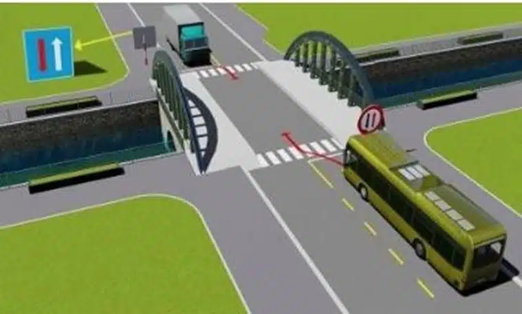 Bộ 600 Câu Hỏi Sát Hạch Lái Xe Cơ Giới Đường Bộ Năm 2025 151 Câu 516. Xe nào phải nhường đường trong trường hợp này?